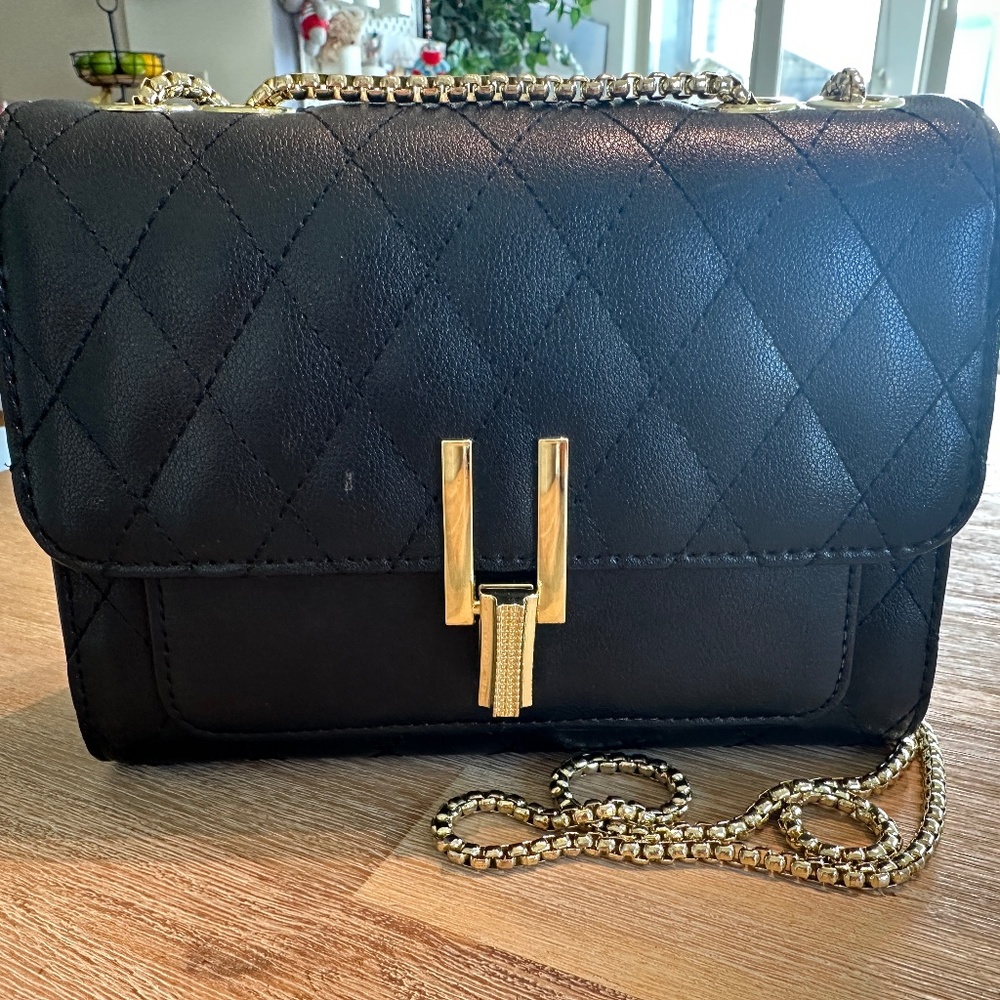 Black quilted cross-body bag
